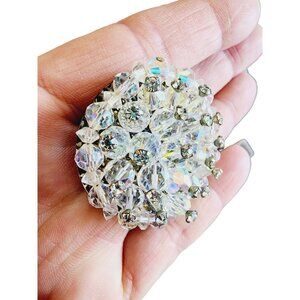 Vintage Crystal and Rhinestone Cluster Brooch (A1728)